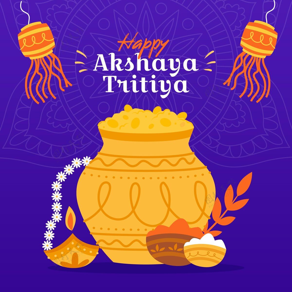 阿克沙耶特里提亚手绘akshayatritiya插图节日佛法庆祝