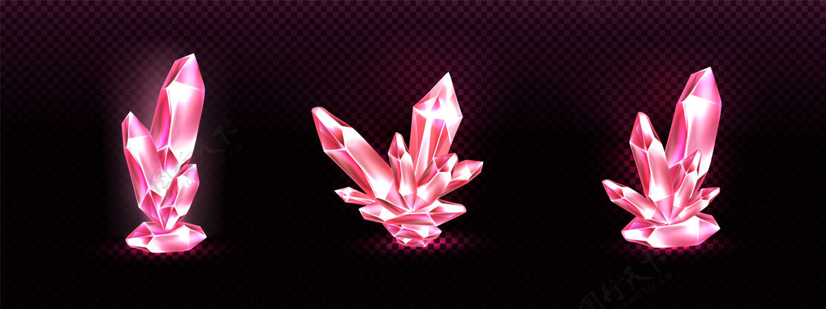 结构水晶簇与粉红色发光光环珍贵集宝石