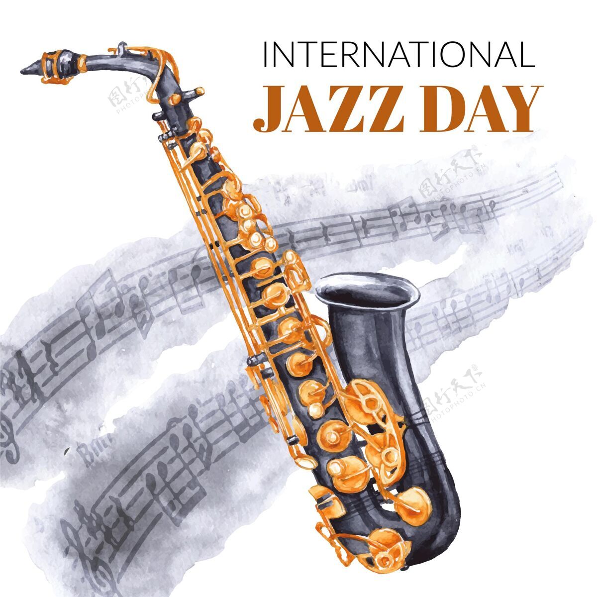 插图水彩国际爵士日插画爵士乐日音乐节国际爵士乐日