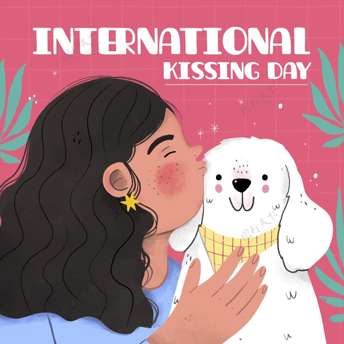 接吻日手绘国际接吻日插画国际庆祝感情