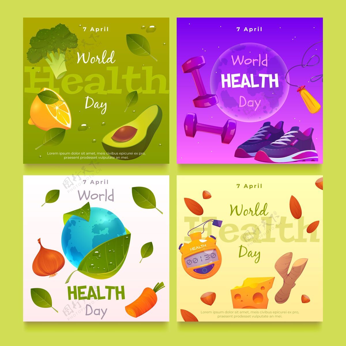 平面平板世界健康日instagram帖子集Instagram帖子国际包装
