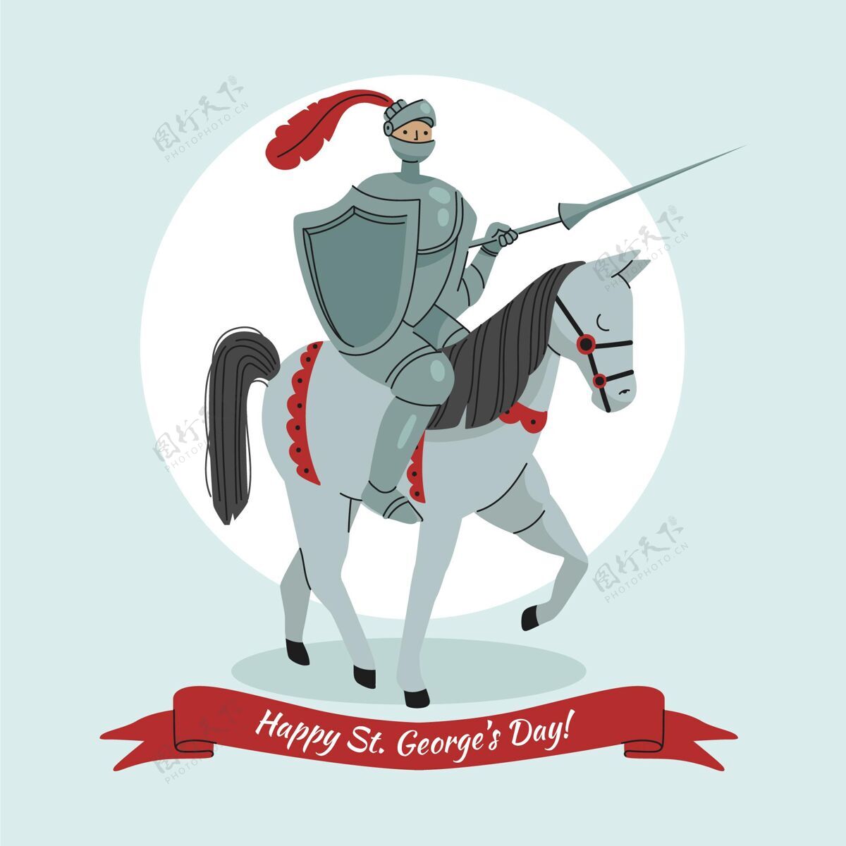 西班牙语手绘圣乔治日插图插图骑士4月23日