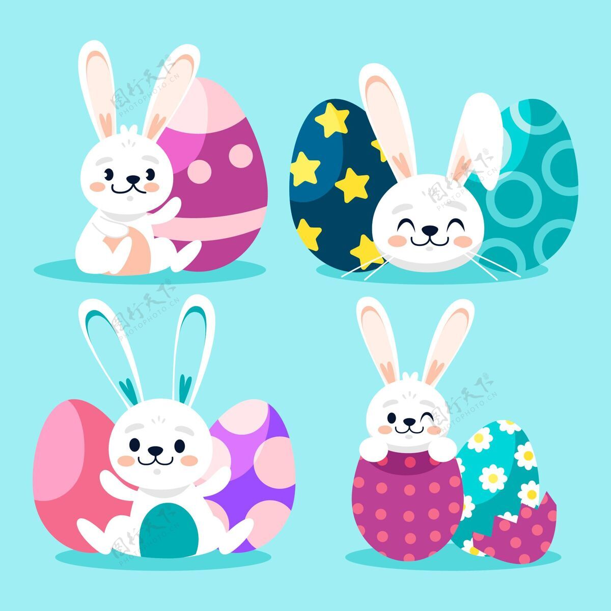 包复活节兔子系列收集兔子庆祝