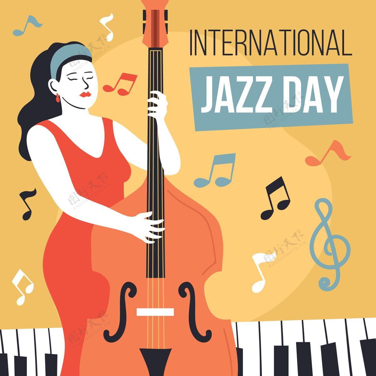 音乐手绘国际爵士日插画插图国际爵士乐日国际