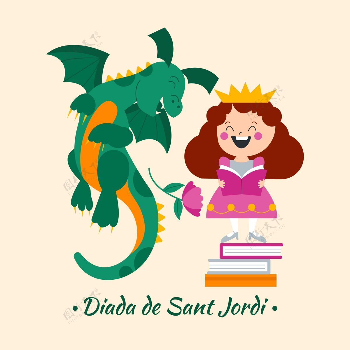 场合平面迪亚达圣约第插图与龙和公主平面设计西班牙传统