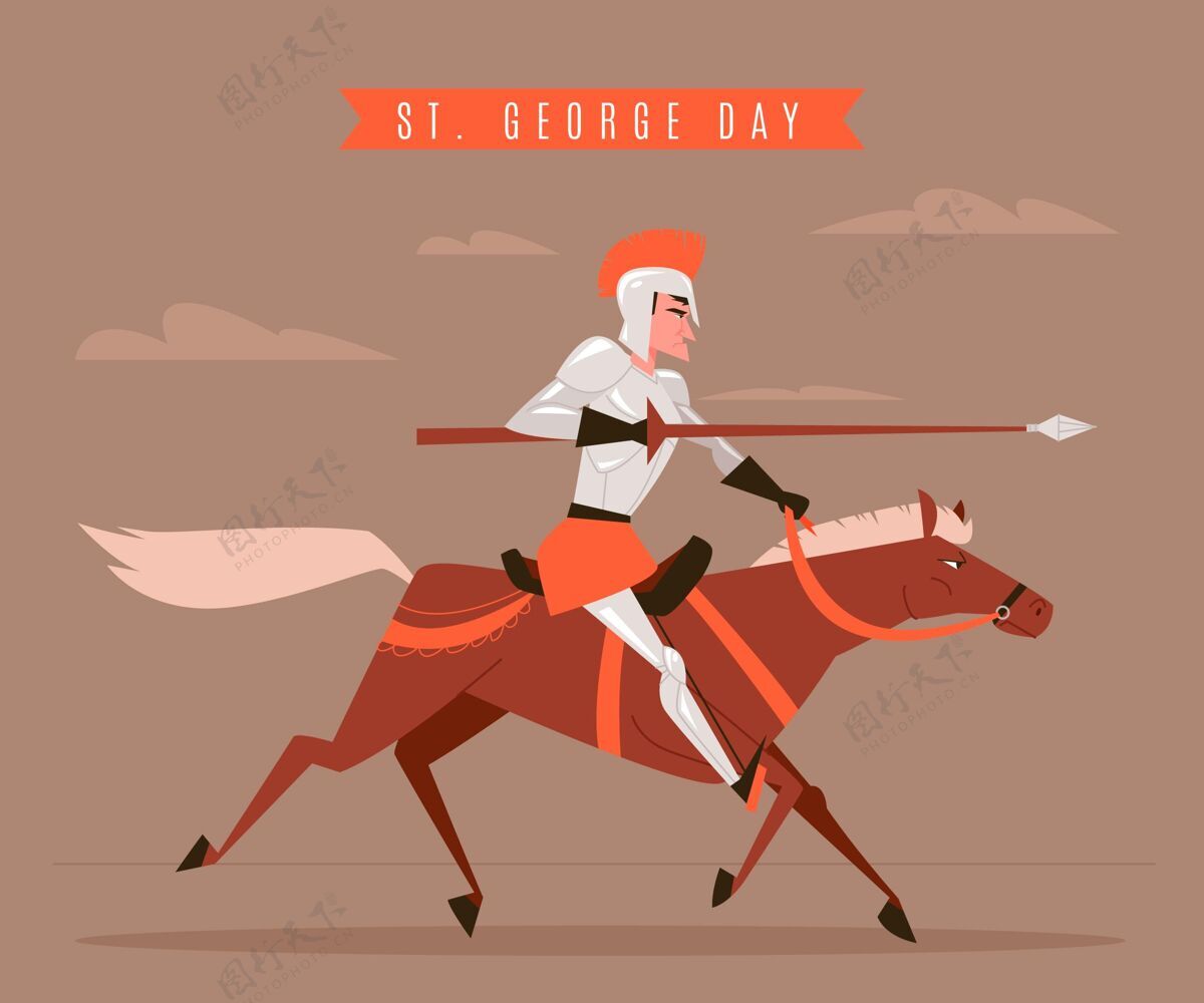 庆典手绘圣乔治节插图与骑士骑士西班牙传统