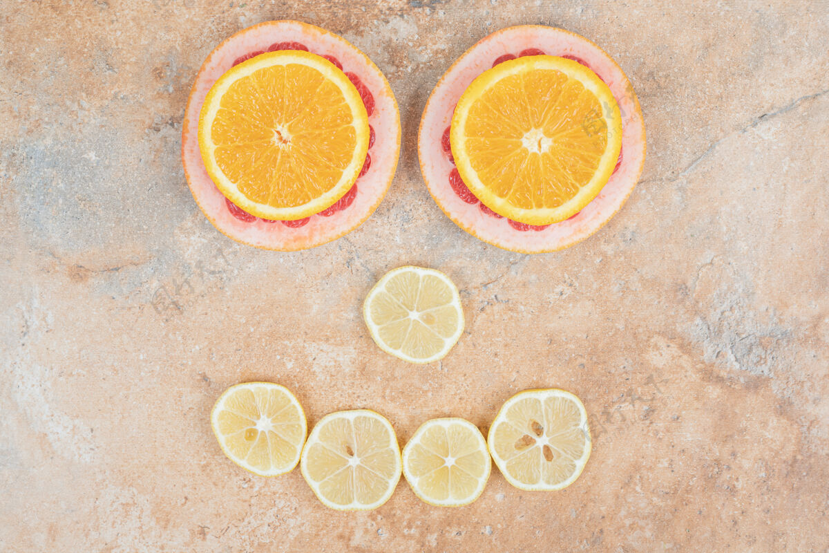 柠檬柠檬 橘子和柚子片组成高品质照片柑橘橙子热带
