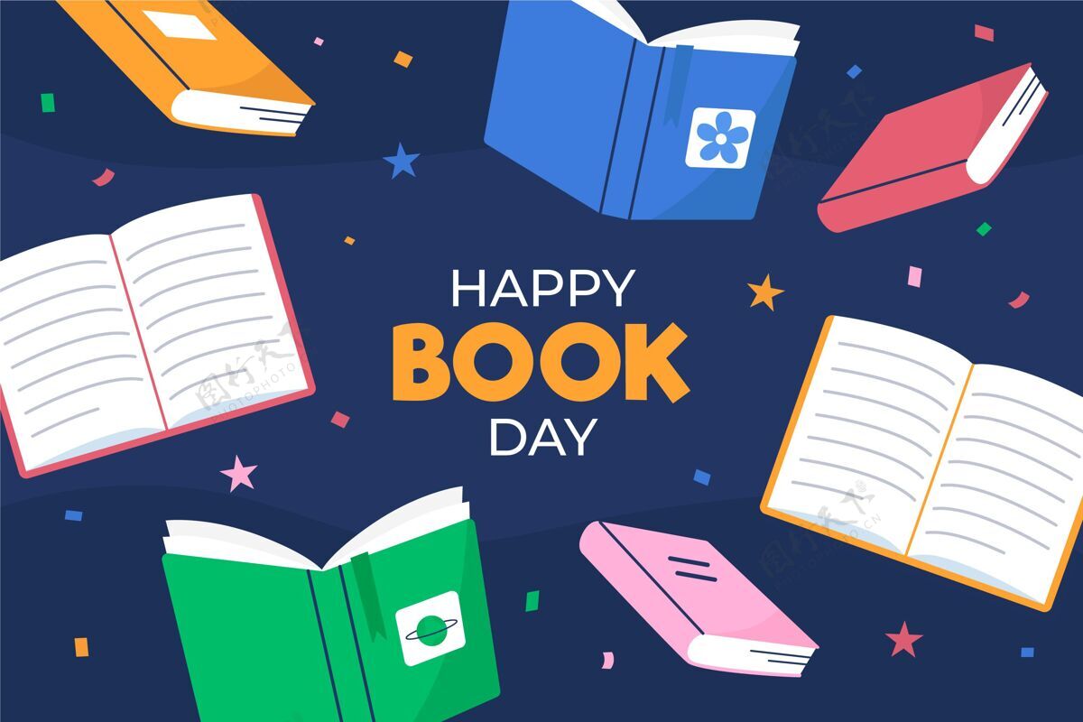 知识平面世界图书日插画世界图书和版权日学习图书日