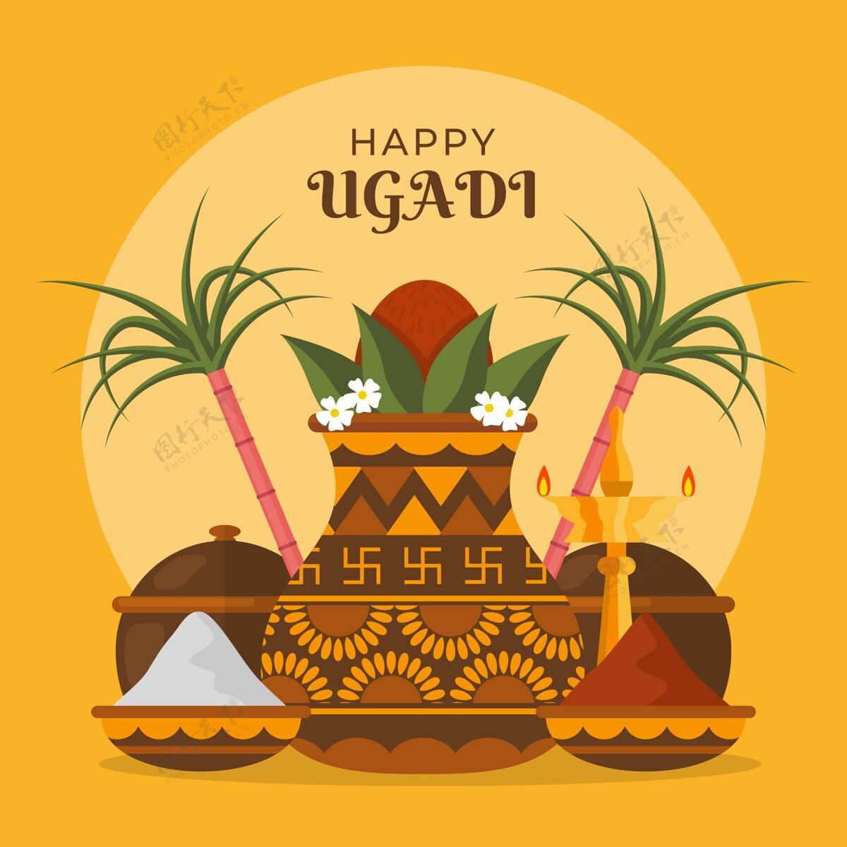 节日平面乌加迪插图庆祝印度插图