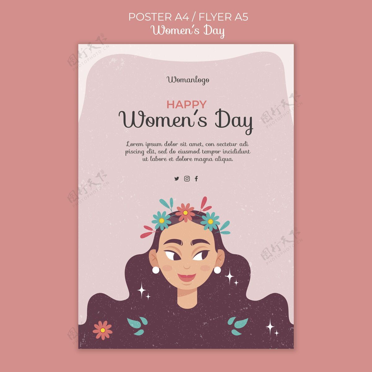 妇女节国际妇女节海报模板印刷模板女孩自由