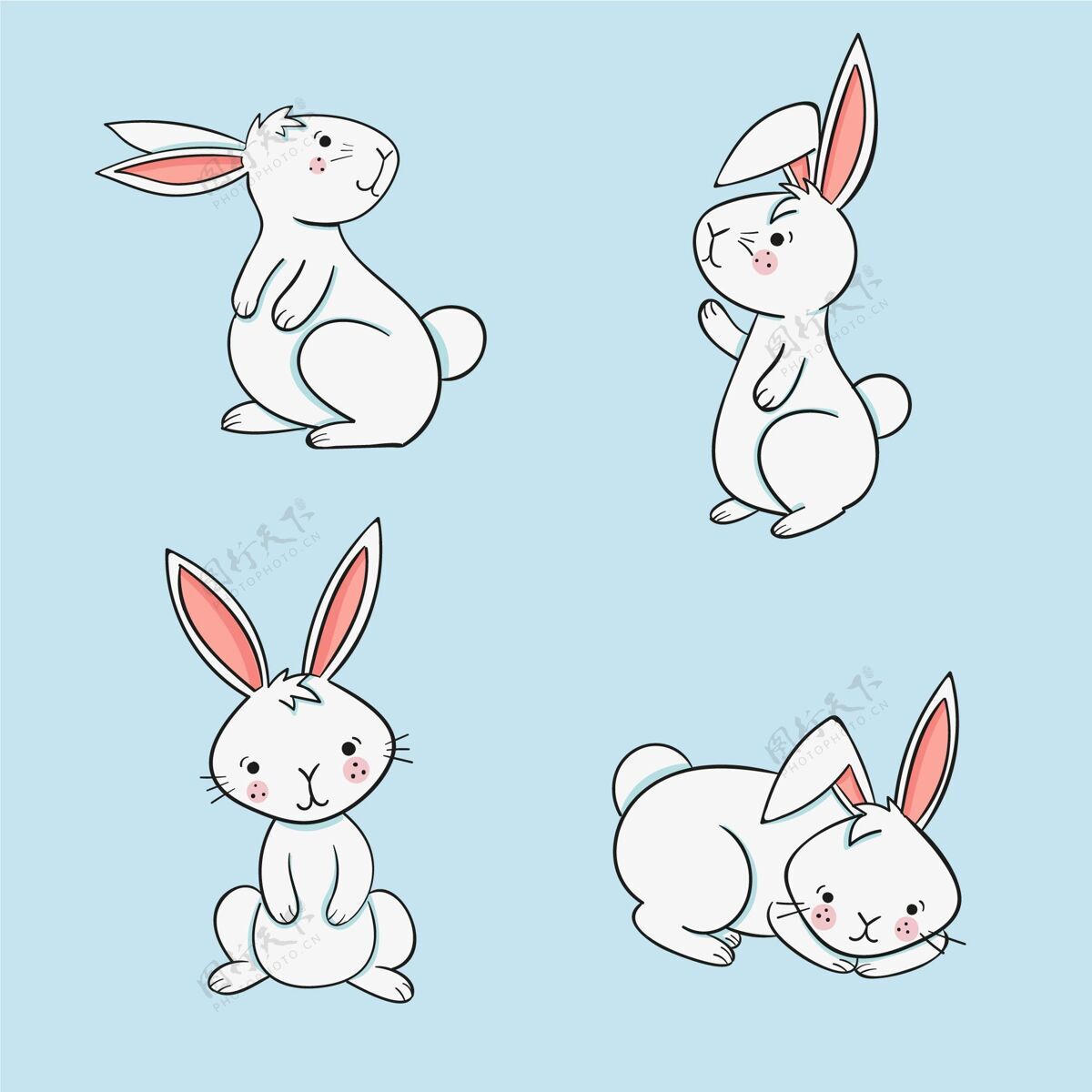 纪念手绘复活节兔子系列可爱帕斯卡兔子