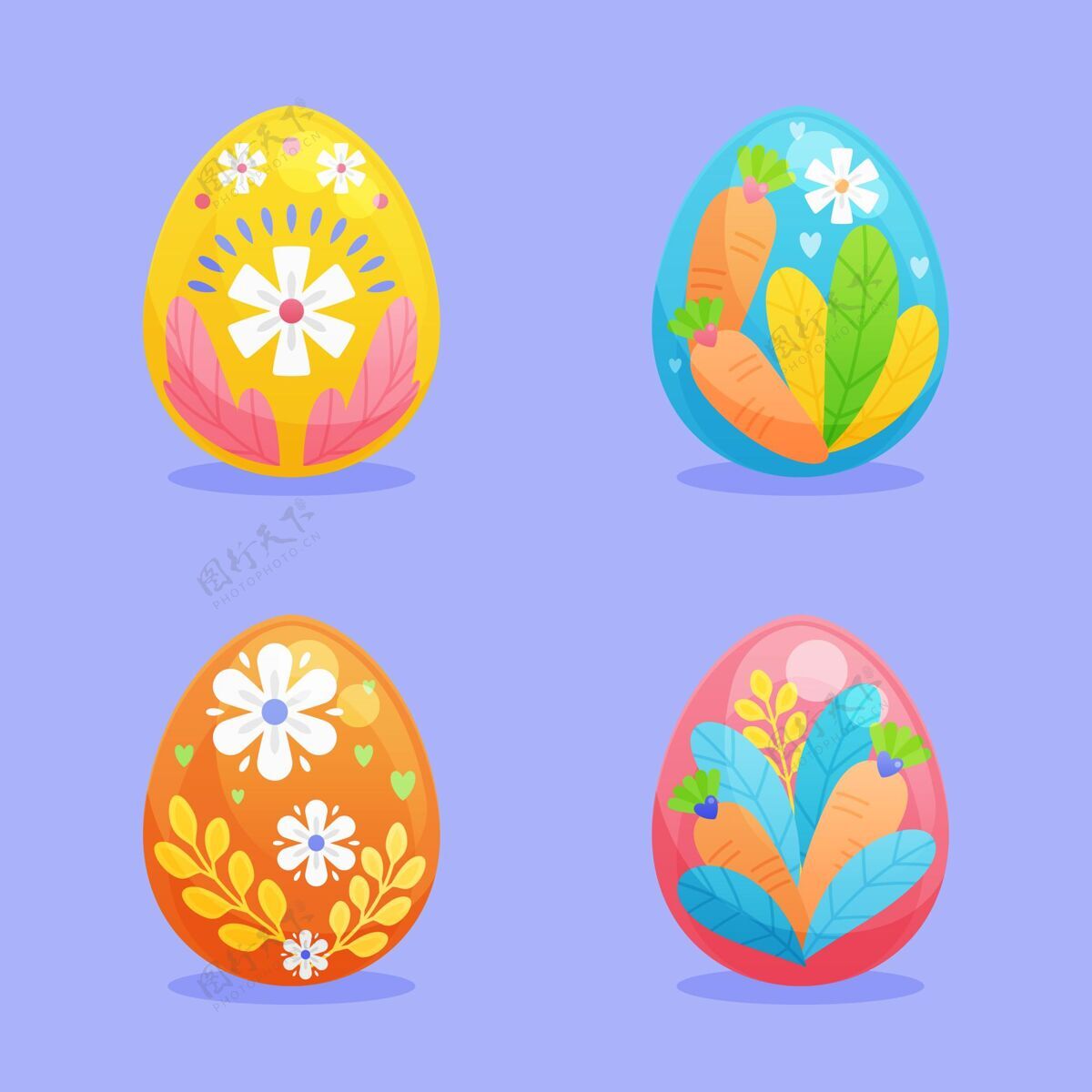 华丽彩色平面装饰复活节彩蛋收藏Pascha分类复活节彩蛋
