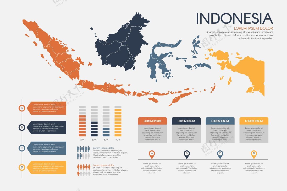 模板印尼地图信息图国家印尼地图线性