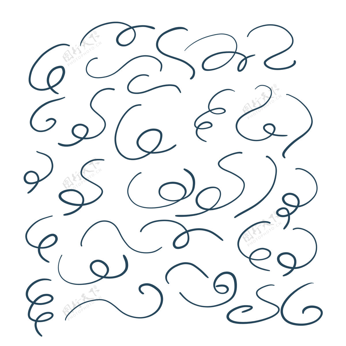 形状手绘漩涡形状大集钢笔抽象纹理
