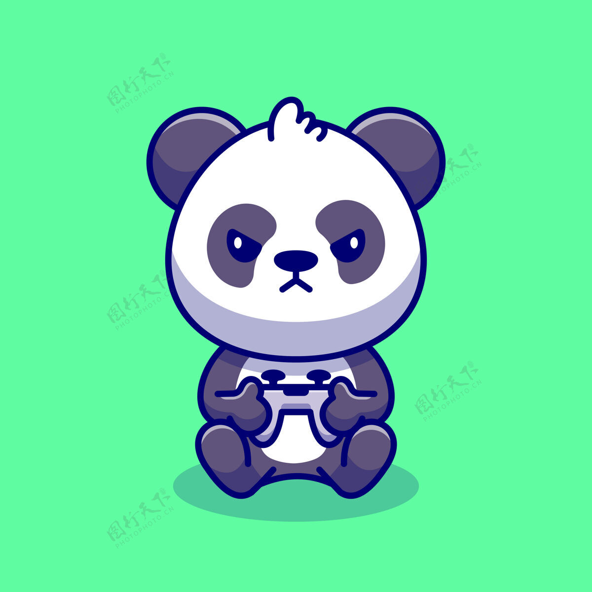 控制台可爱的熊猫游戏卡通图标插图动物技术图标概念溢价平面卡通风格游戏科技哺乳动物