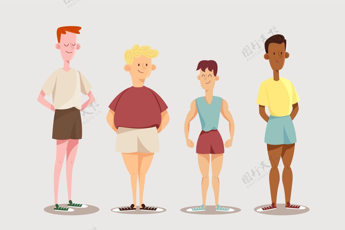 类型不同类型的男性体型成人姿势不同