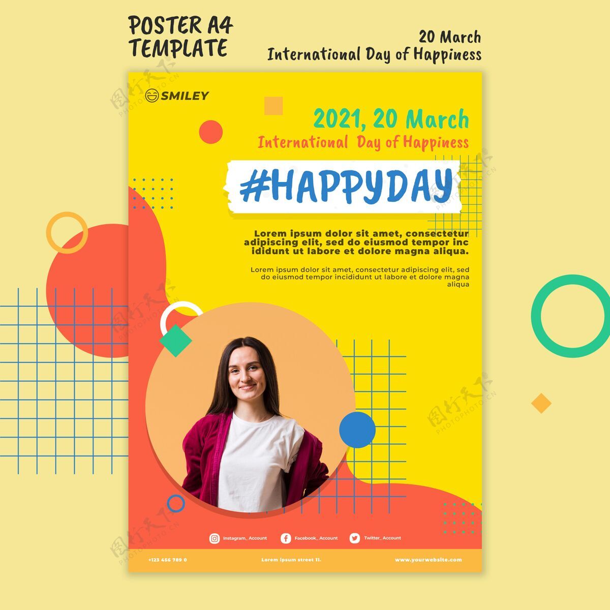 快乐国际幸福日海报国际快乐日全球国际