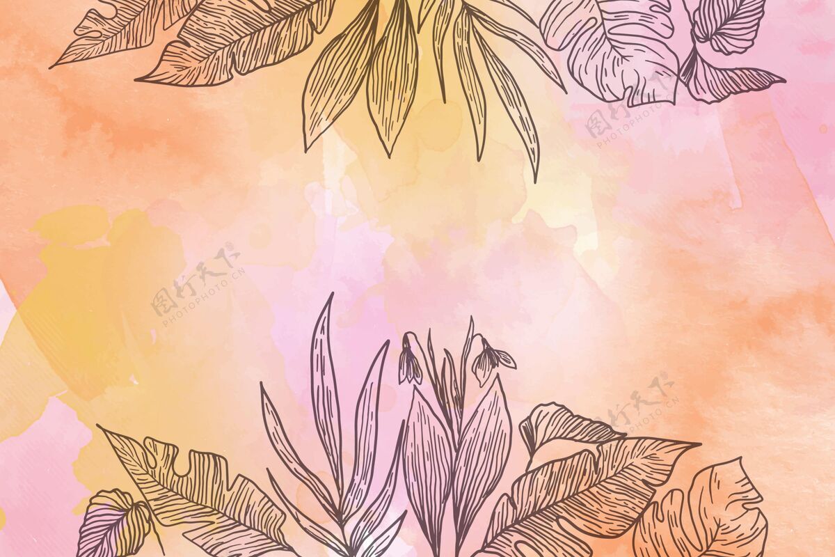 墙纸水彩背景与手绘元素手绘花卉元素