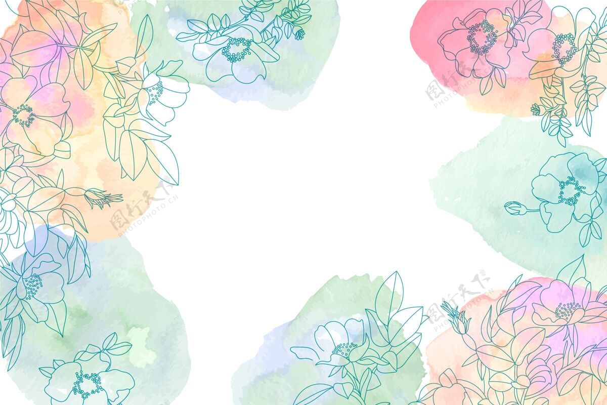 花卉水彩背景与手绘元素粉彩手绘背景