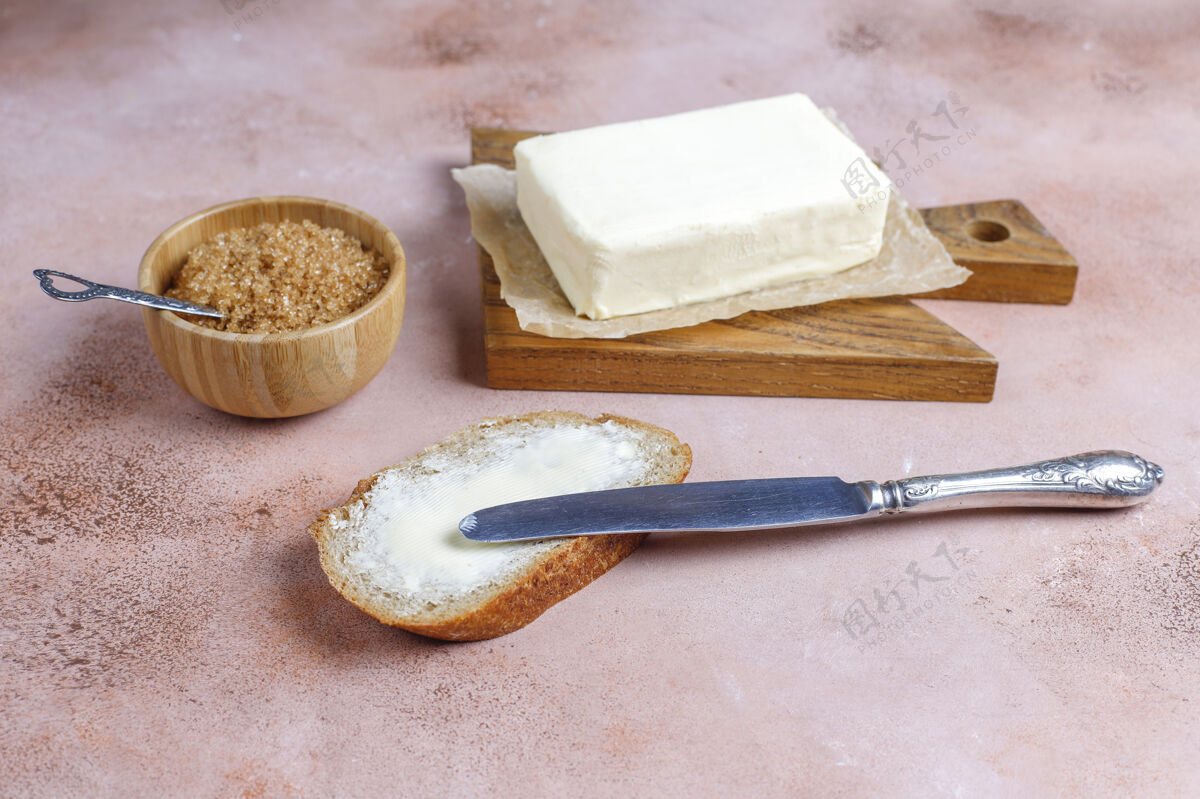 健康一片黄油面包有机奶制品切片