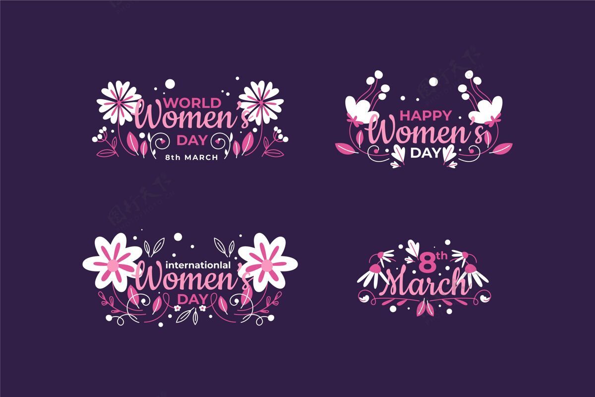 系列国际妇女节徽章国际国际妇女节3月8日