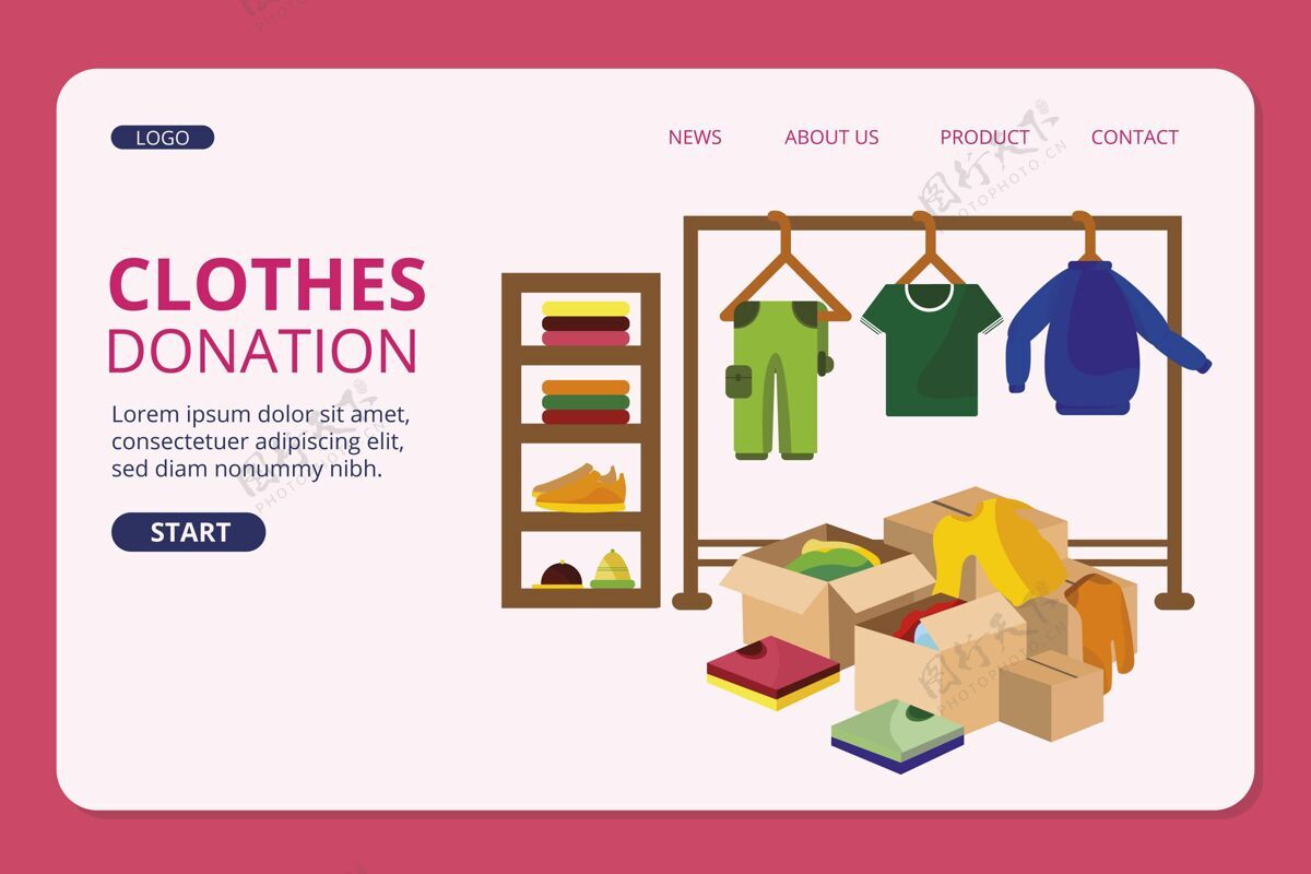 支持衣物捐赠登陆页捐赠网页模板平面