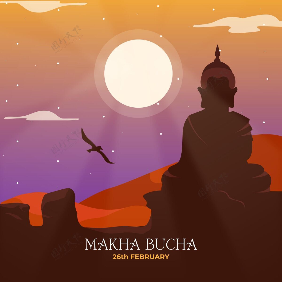 满月详细的makhabucha日插图庆典佛教斯里兰卡