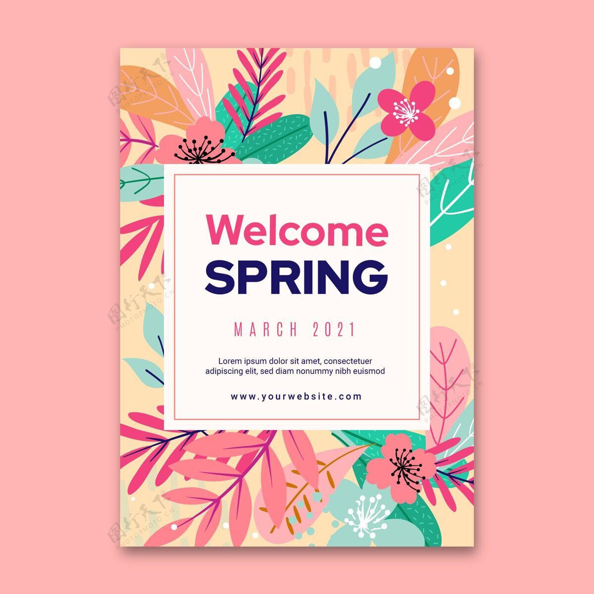 花卉平面设计春季贺卡模板花卉平面设计贺卡