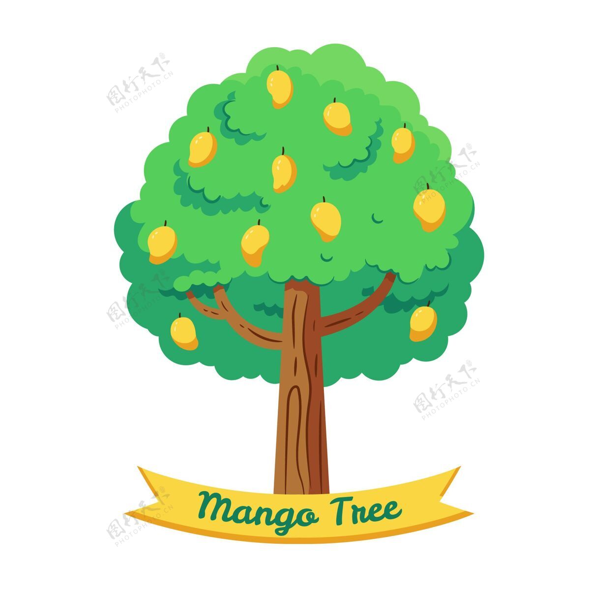 小吃芒果树插画树水果含糖