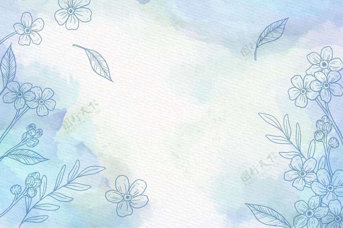 花卉水彩背景与手绘元素元素画花卉