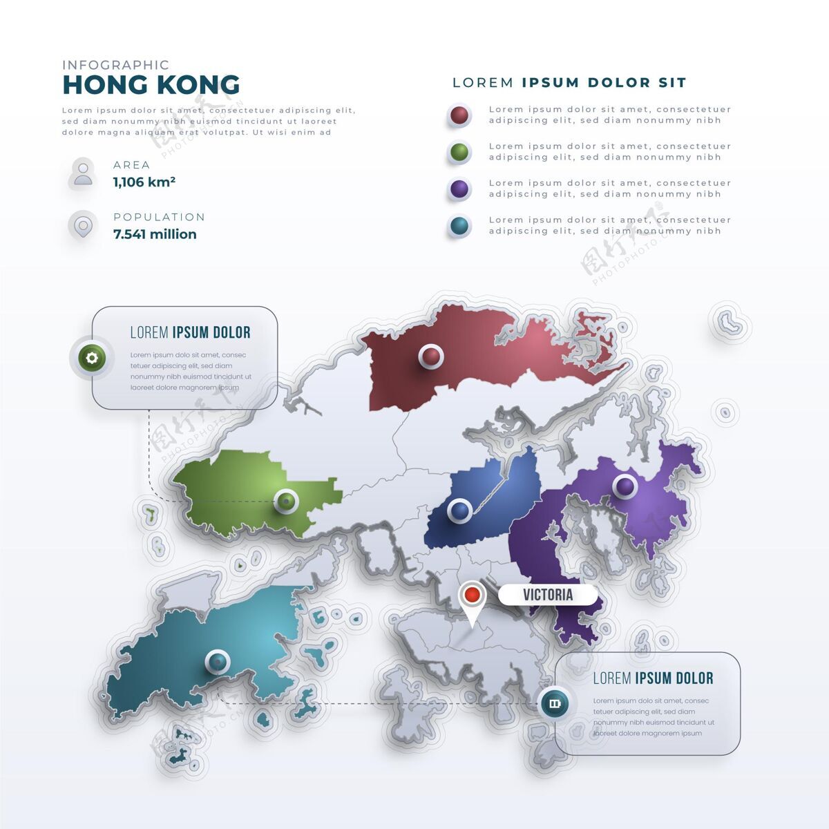 信息梯度风格香港地图信息图形梯度地图选项