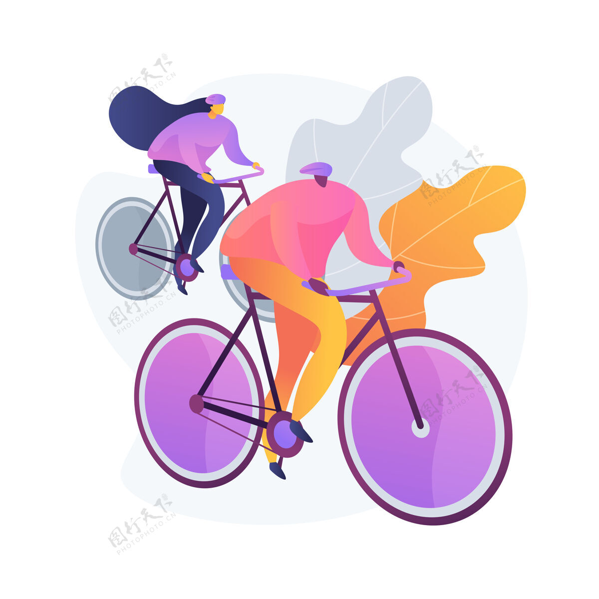 卡通骑自行车的情侣健康的生活方式和健身公路骑手 山上骑手 自行车比赛家庭旅游车辆和交通工具骑手户外活动