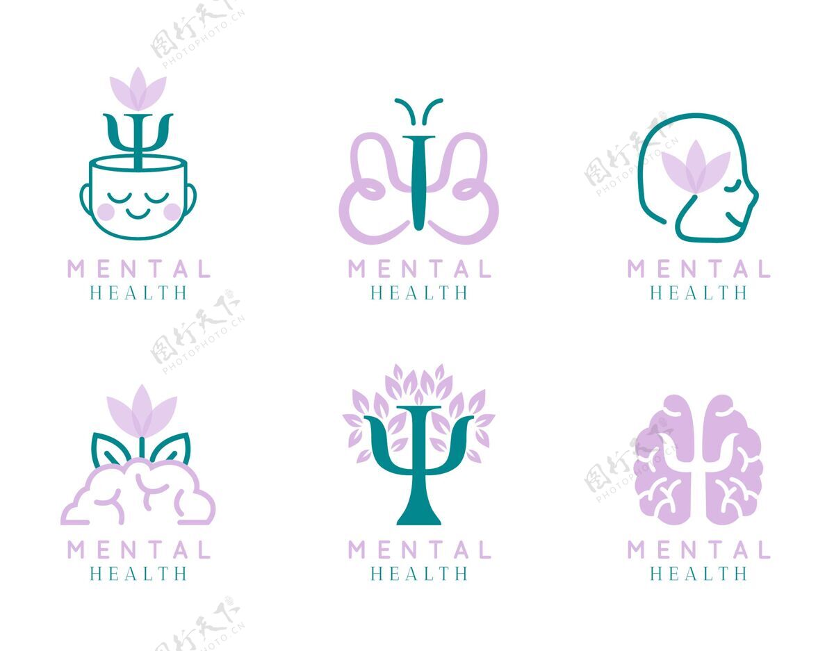 收集现代平面心理健康标志系列公司包装品牌