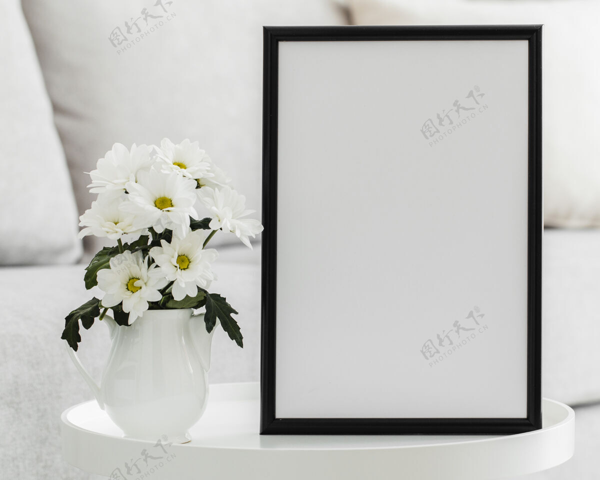 框架一束白色的花插在空框的花瓶里蔬菜组成分类