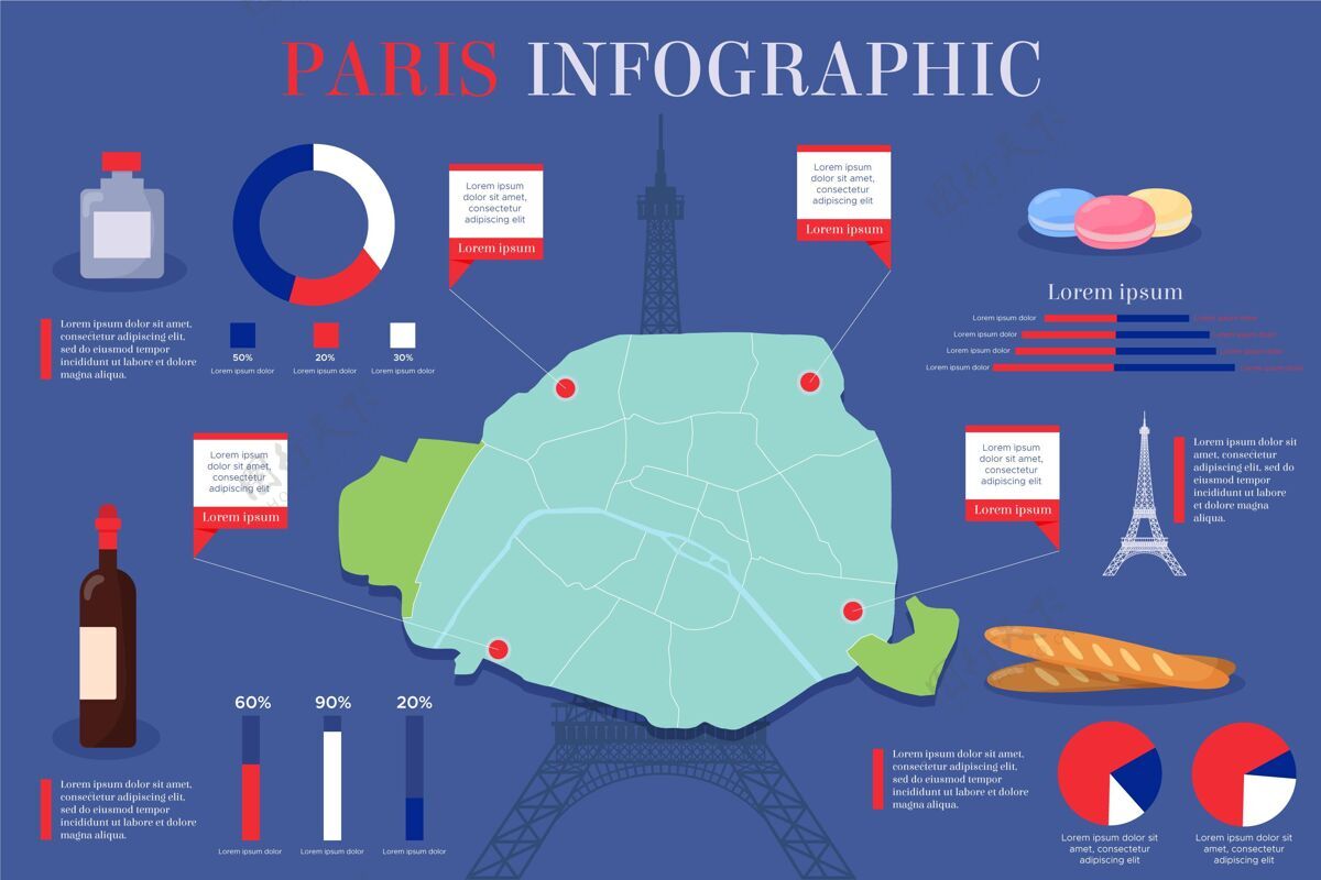 图形平面巴黎地图信息图信息信息模板