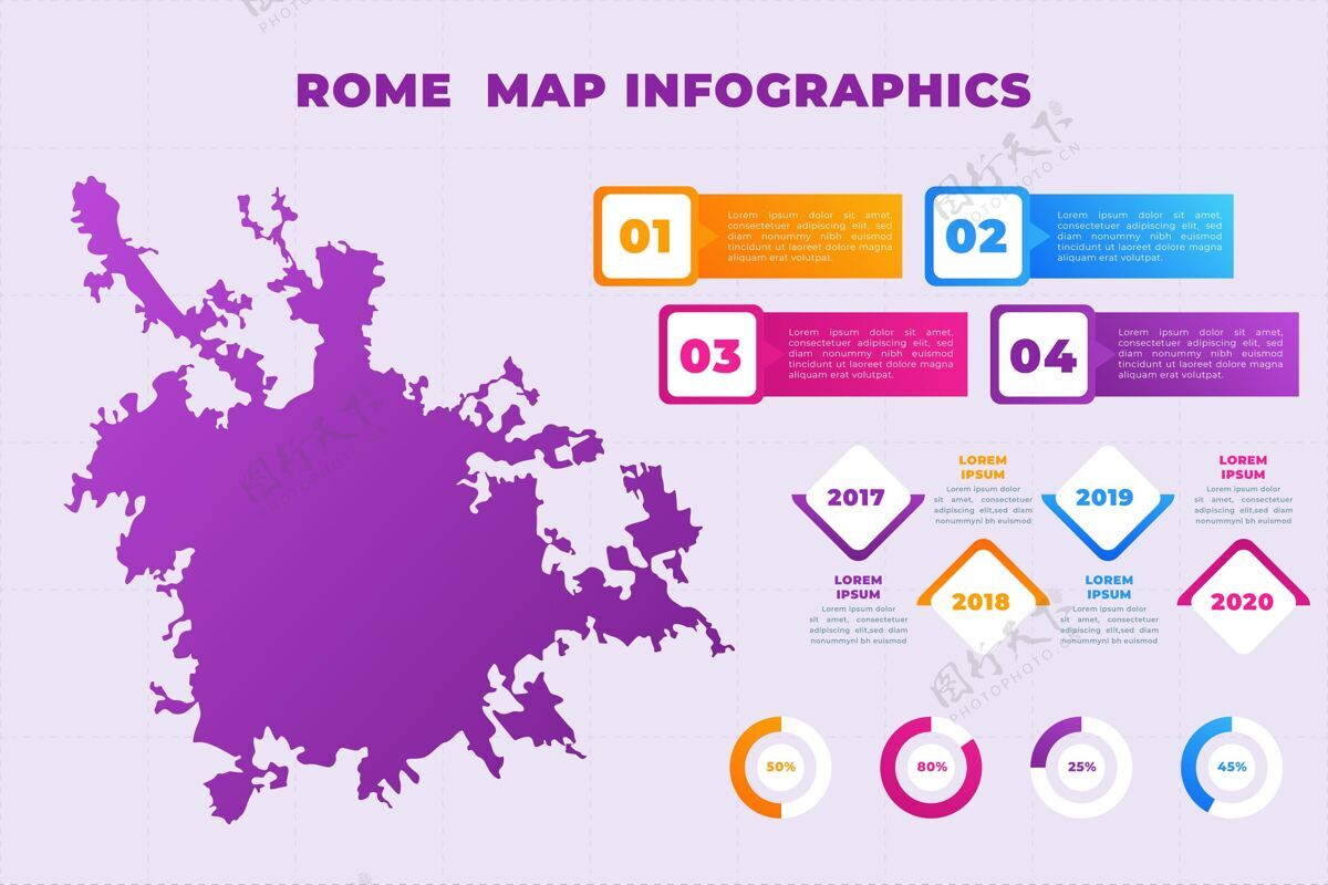 城市渐变罗马地图信息图形模板梯度信息地形