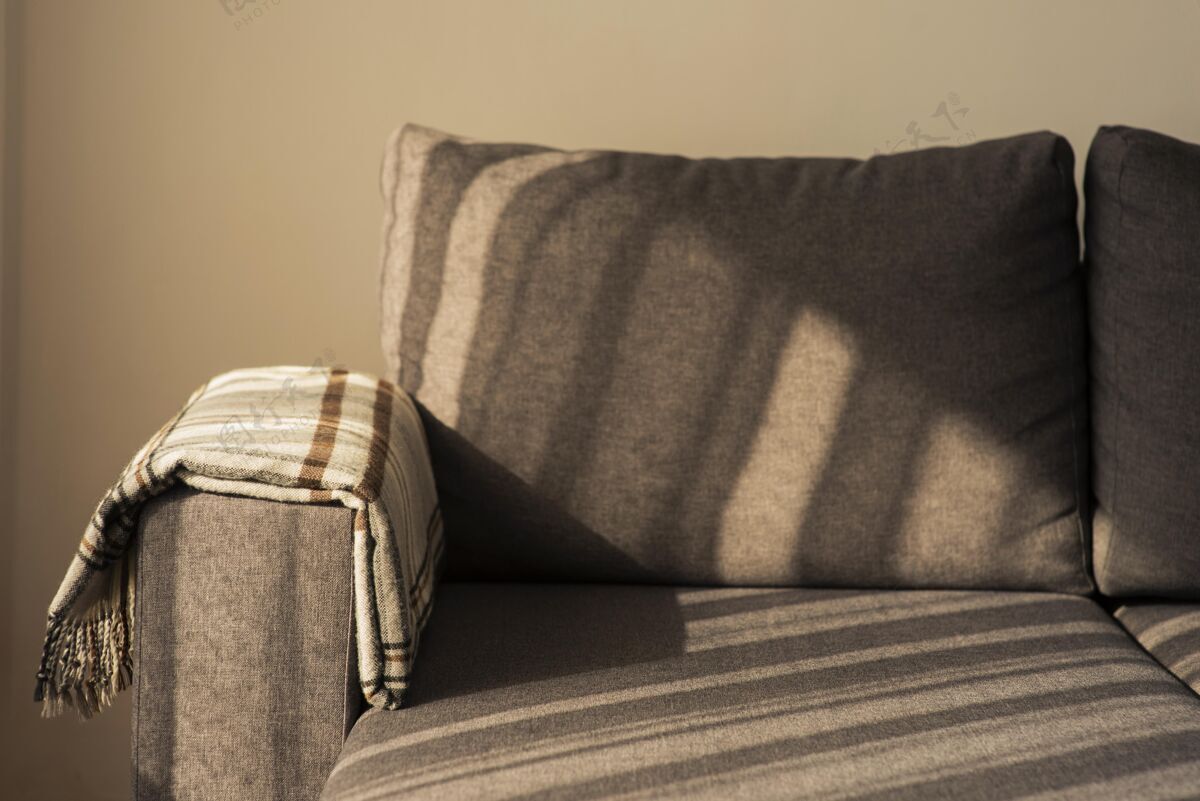 Ncov客厅里有阴影的沙发防护健康沙发