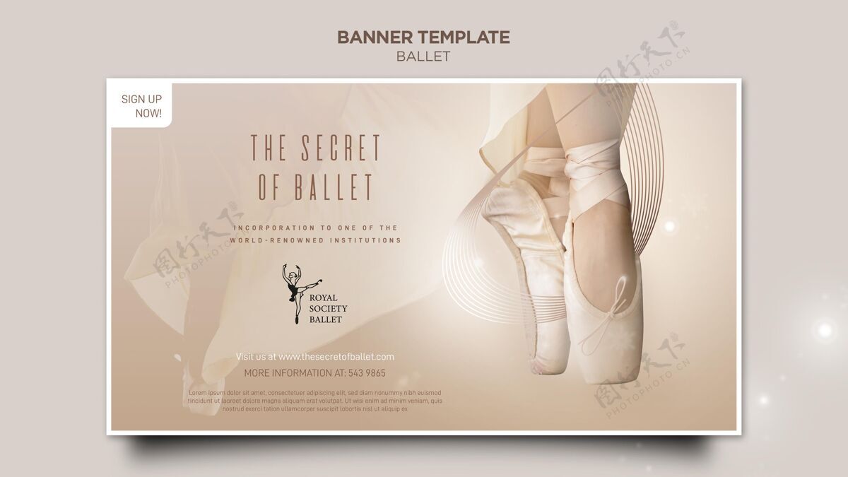 运动芭蕾舞概念横幅模板舞蹈网页模板优雅