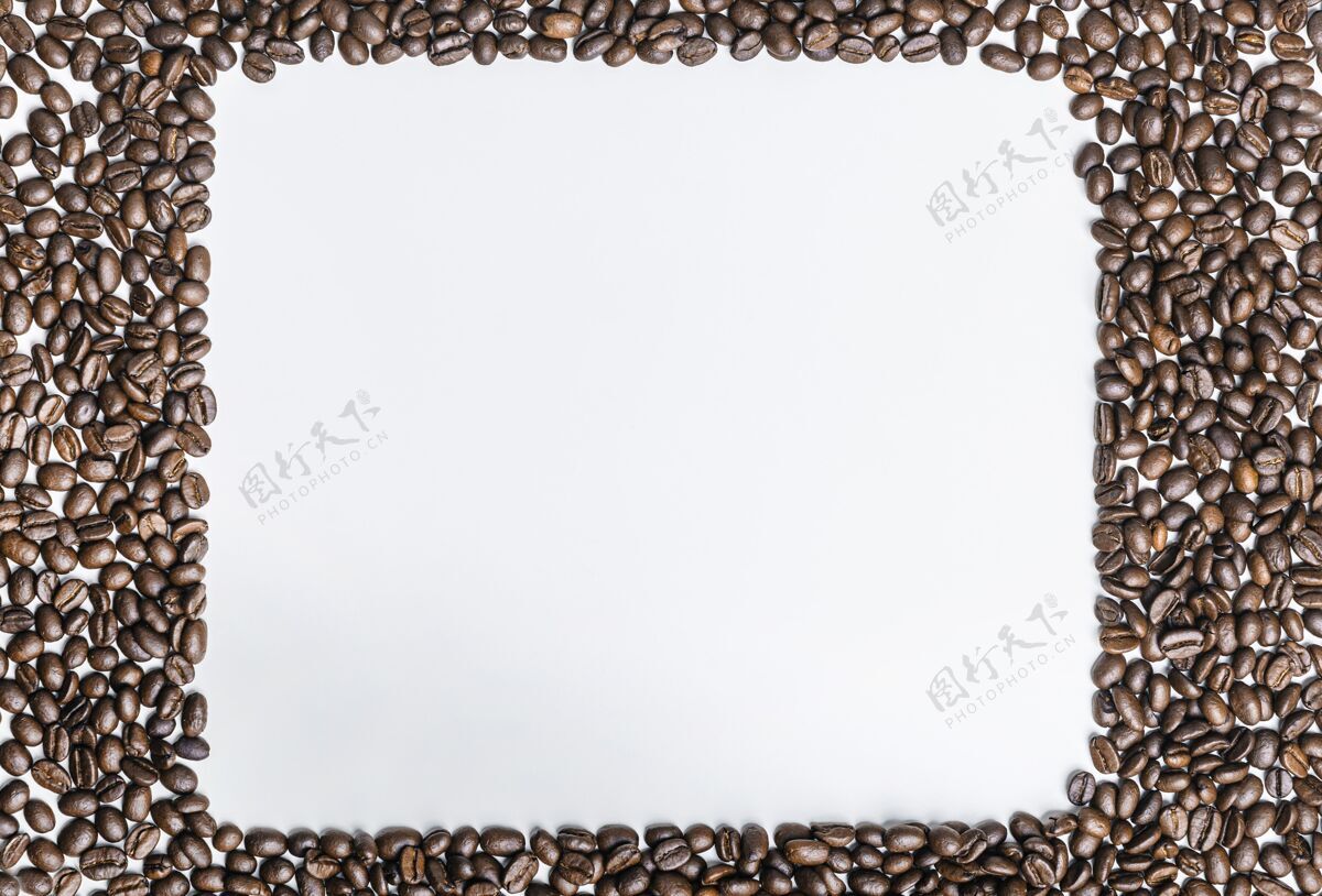 咖啡豆顶视图咖啡豆与复制空间芳香酿造