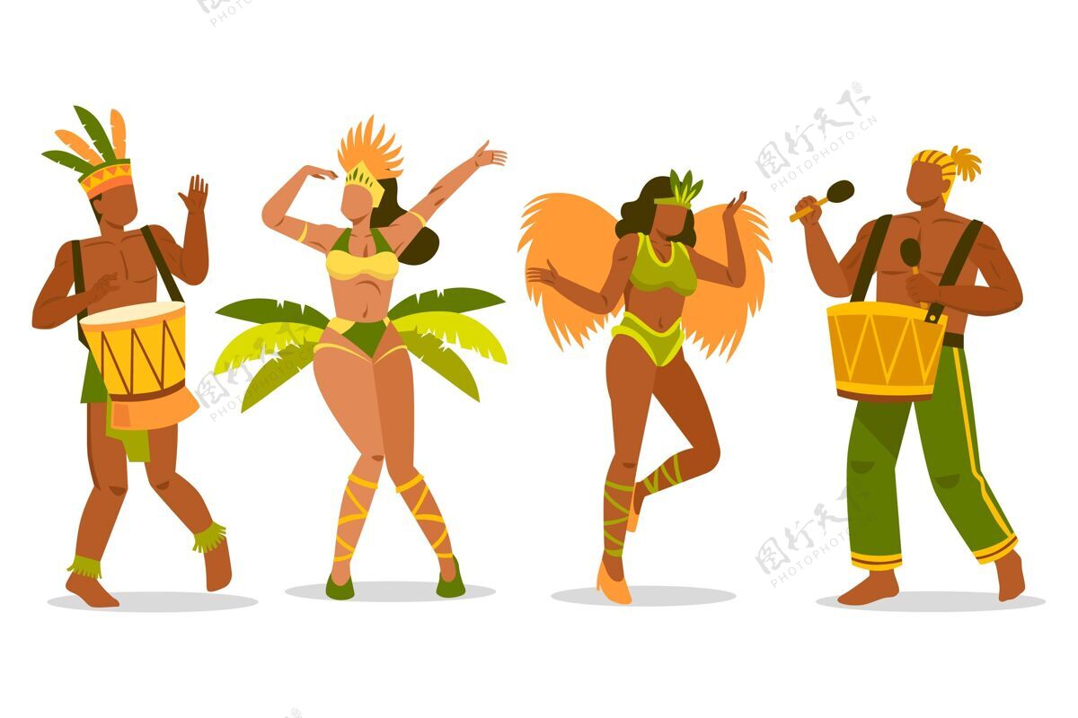 巴西嘉年华五颜六色的服装狂欢节舞蹈包巴西桑巴收藏
