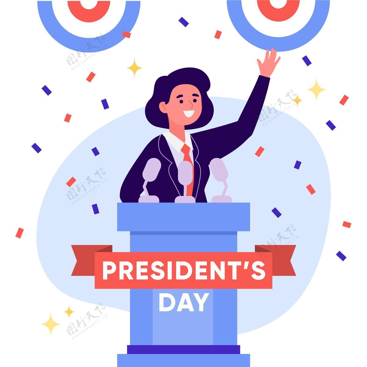 二月平面设计总统节插画政府美国政治