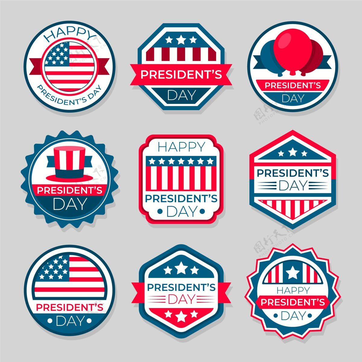总统总统日标签系列美国庆祝
