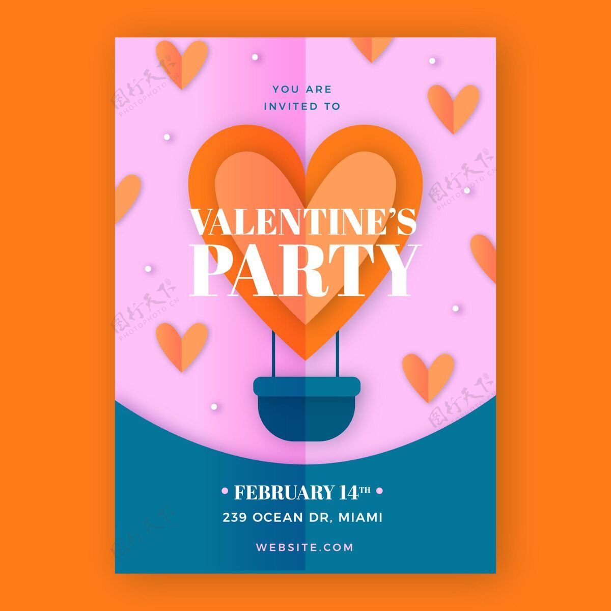 庆祝情人节派对海报模板二月情人节爱