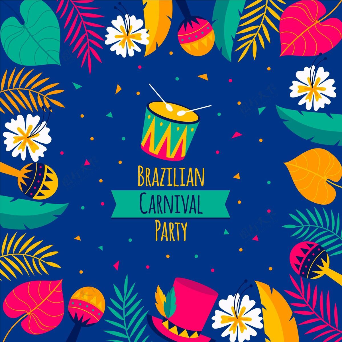 聚会平面设计巴西嘉年华活动插画巴西庆祝设计