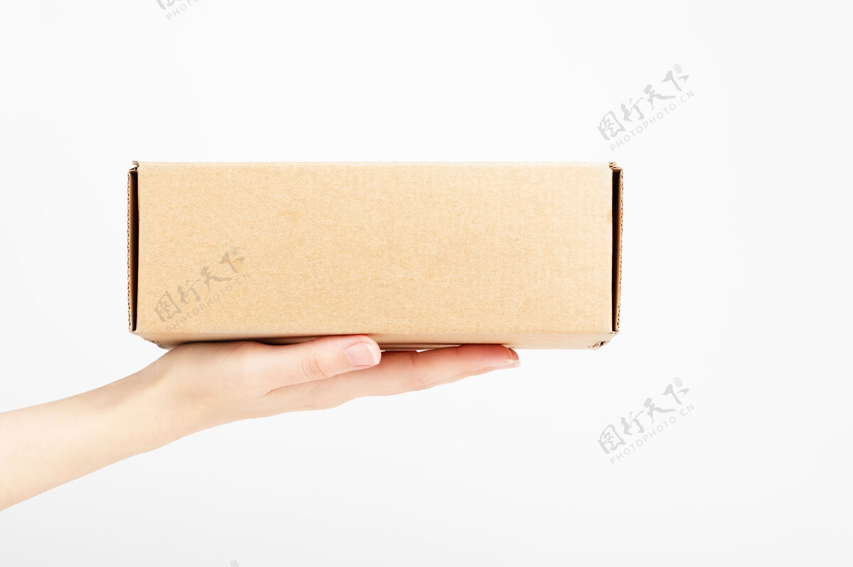 服务女性手持式纸箱食品运输快速送货服务包装持有仓库