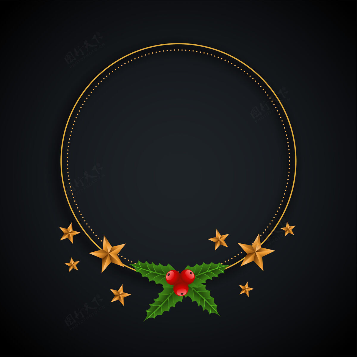 庆祝圣诞装饰框与星星和树叶的背景星星传统十二月