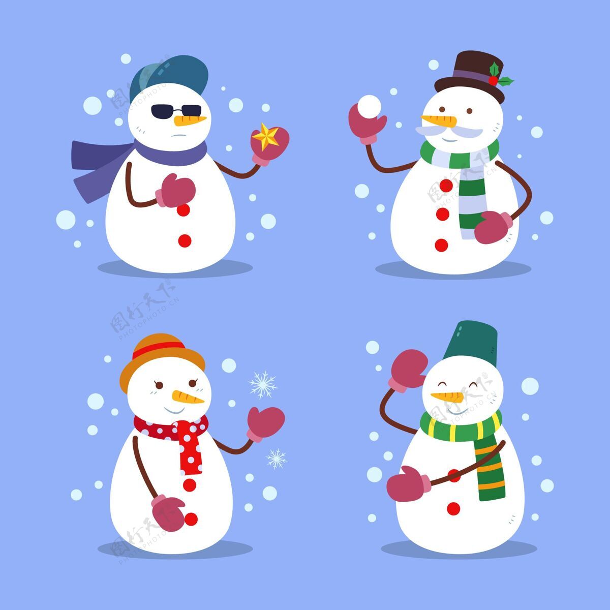 季节平面设计雪人人物系列传统文化人物